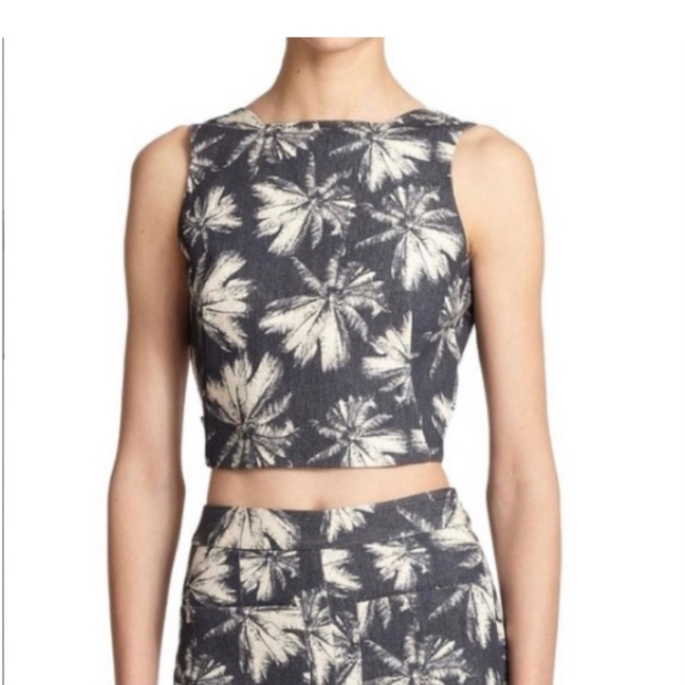 L’AGENCE palm tree print crop top